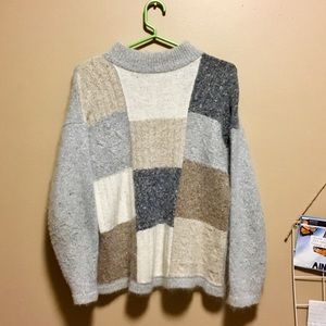 Thrifted Quilt-Patterned Turtleneck